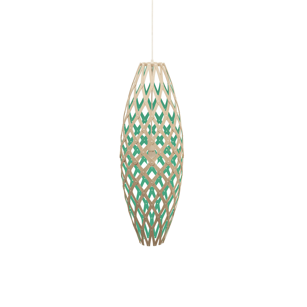 Hinaki Pendant Light: Medium + Bamboo + Aqua + White