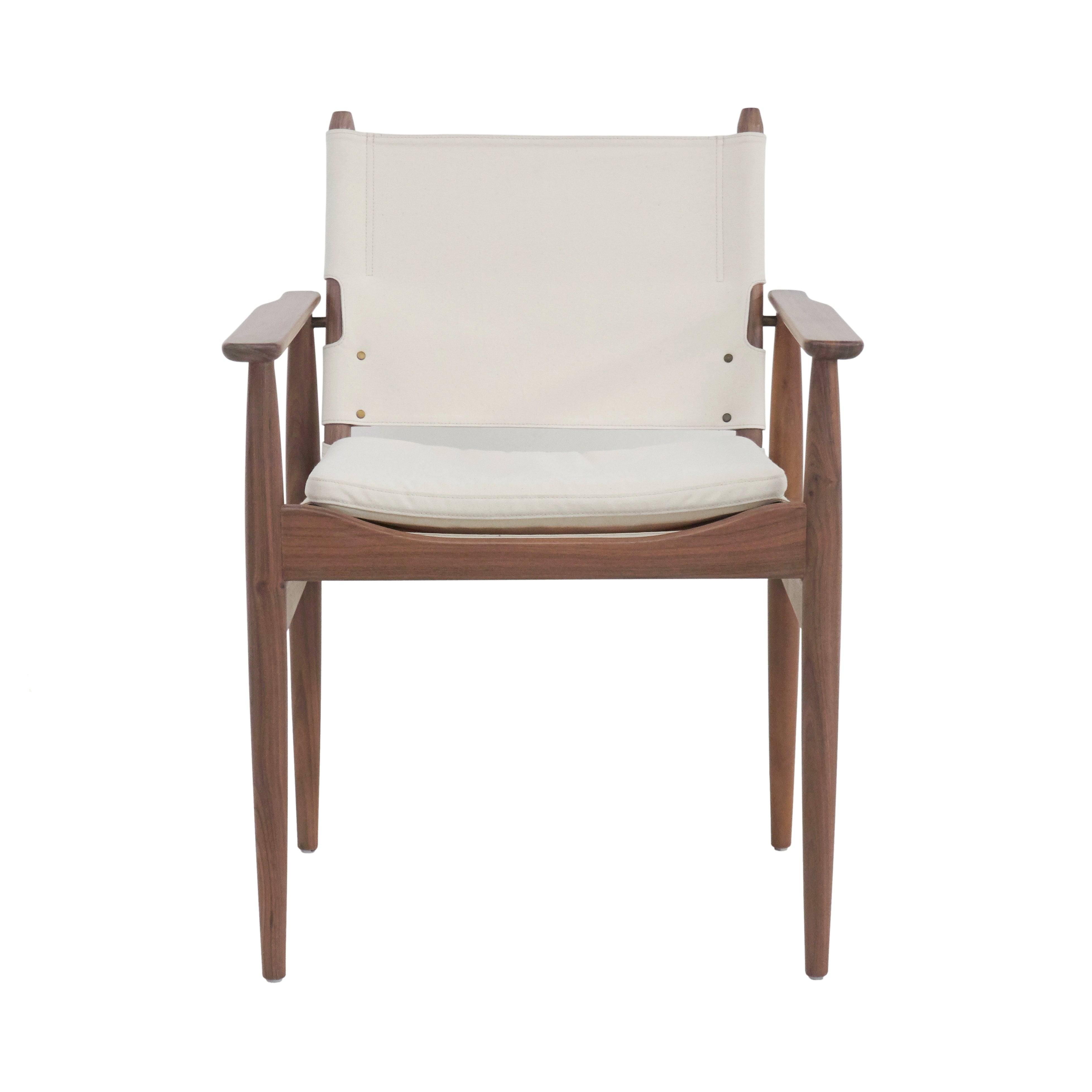 Journey Dining Armchair: Canvas + Natural Walnut