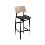 Loft Counter Stool: Upholstered + Black + Oak