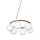 Miira 6 Circular Chandelier: Optal White + Dark Bronze