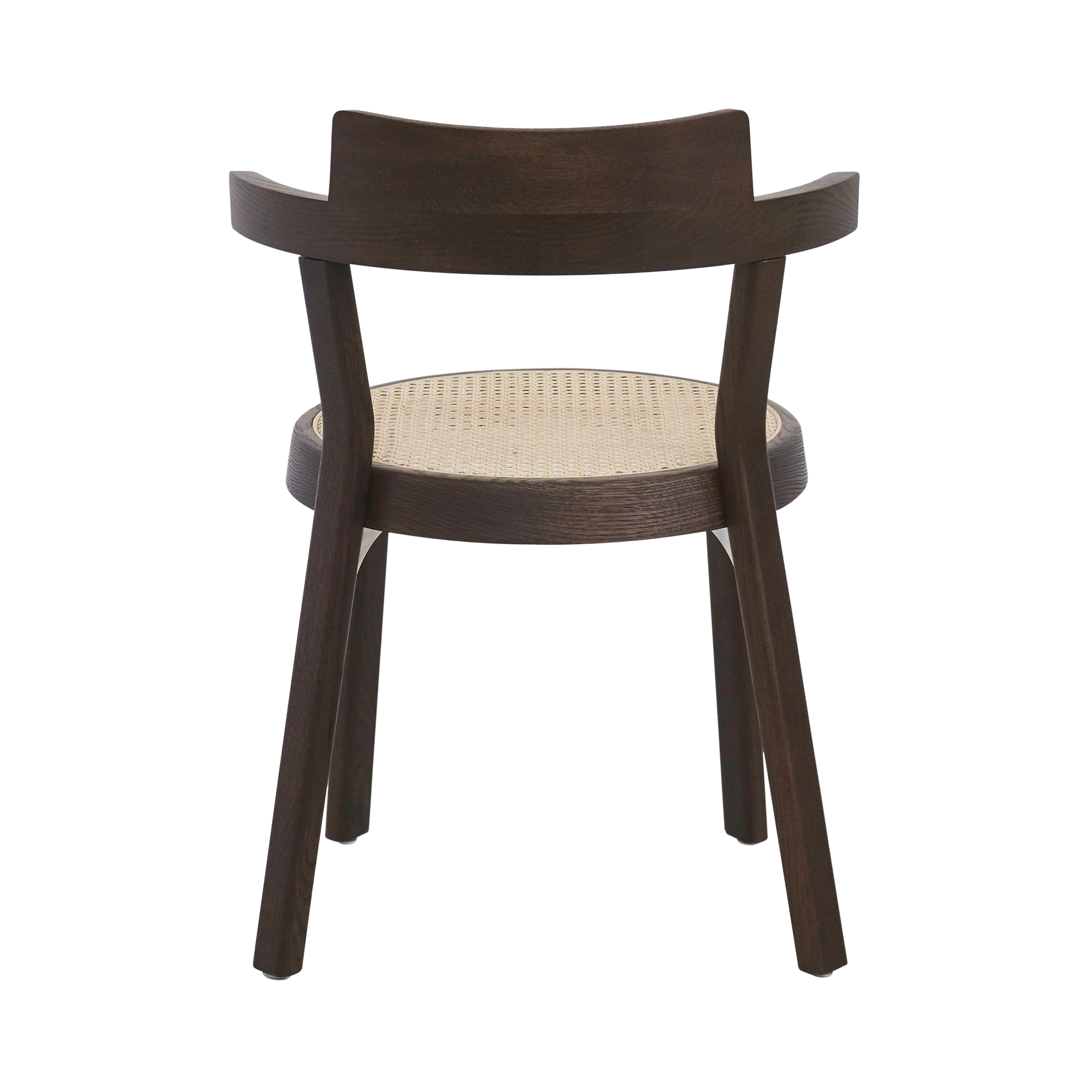 Pagoda Cane Chair: Wood Leg + Dark Brown Oak