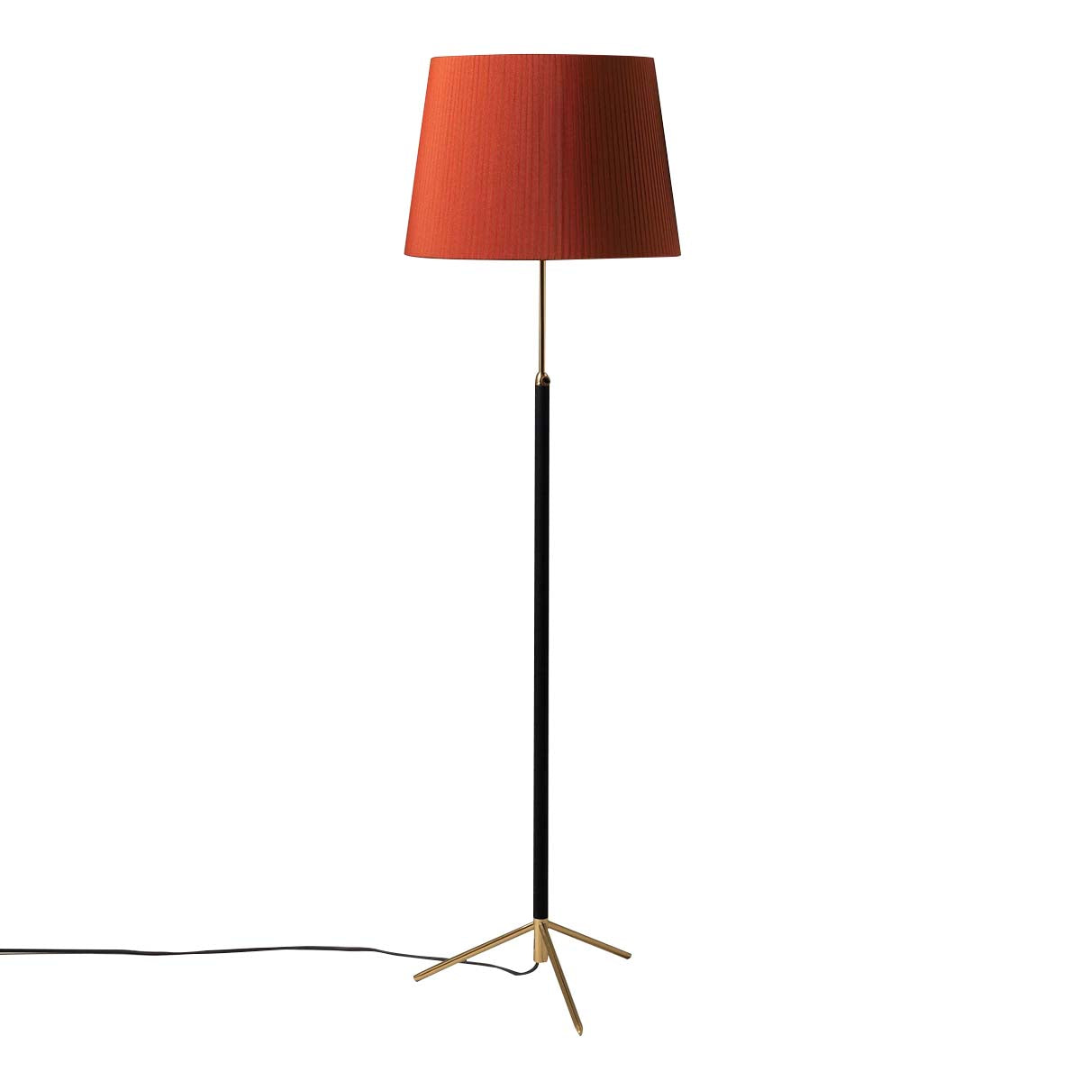 Pie de Salón Floor Lamp: G1 + Polished Brass + Red-Amber