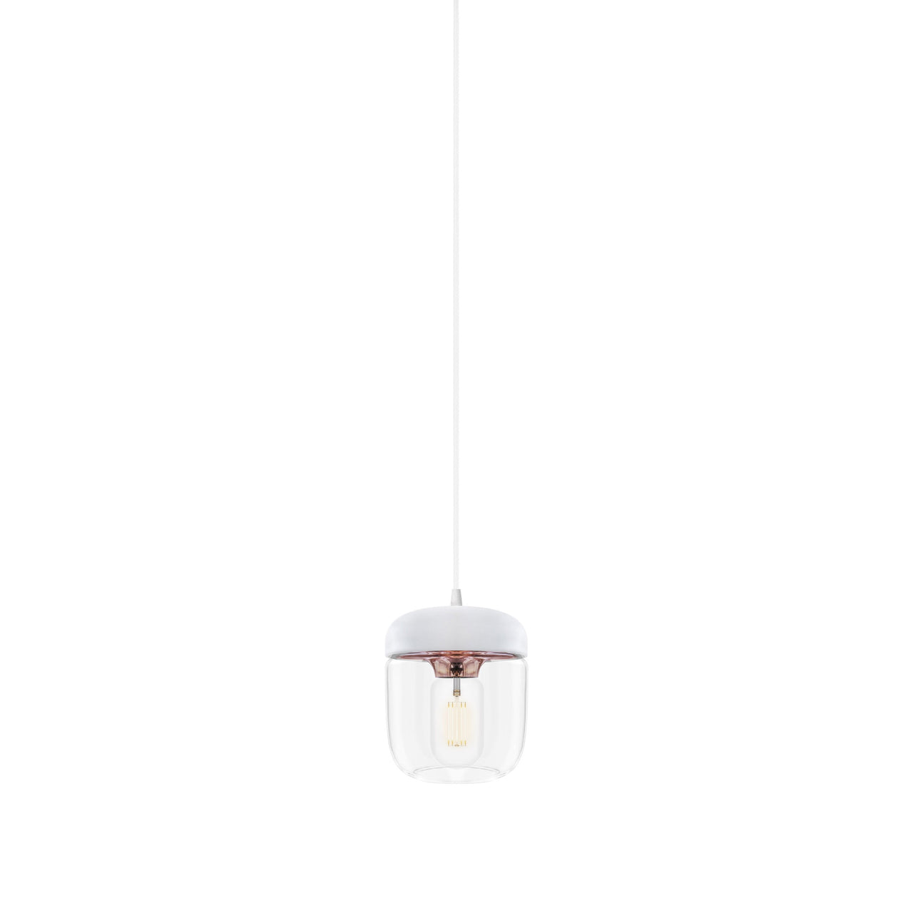 Acorn Pendant: White + Polished Copper + White (Plug-in)