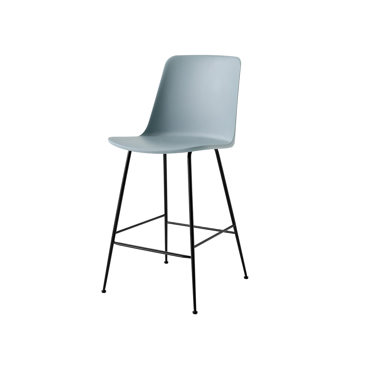 Rely Bar + Counter Highback Chair: HW96 + HW91 + Counter (HW91) + Light Blue + Black