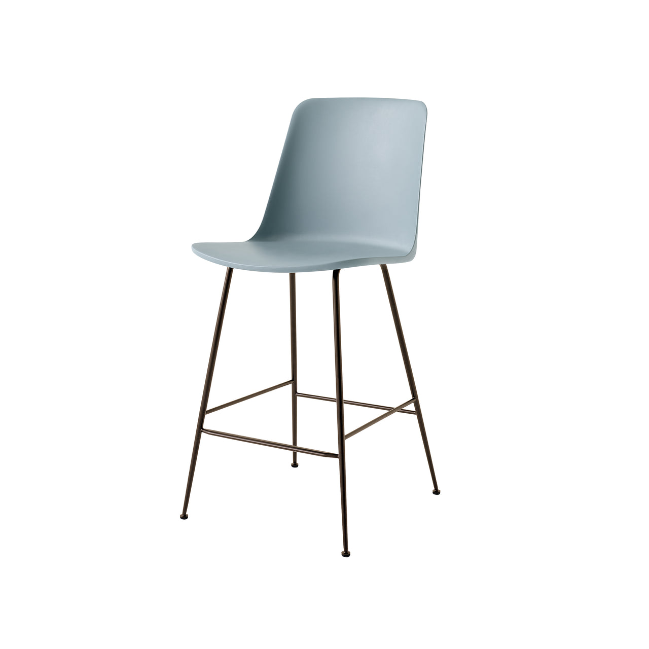 Rely Bar + Counter Highback Chair: HW96 + HW91 + Counter (HW91) + Light Blue + Bronzed