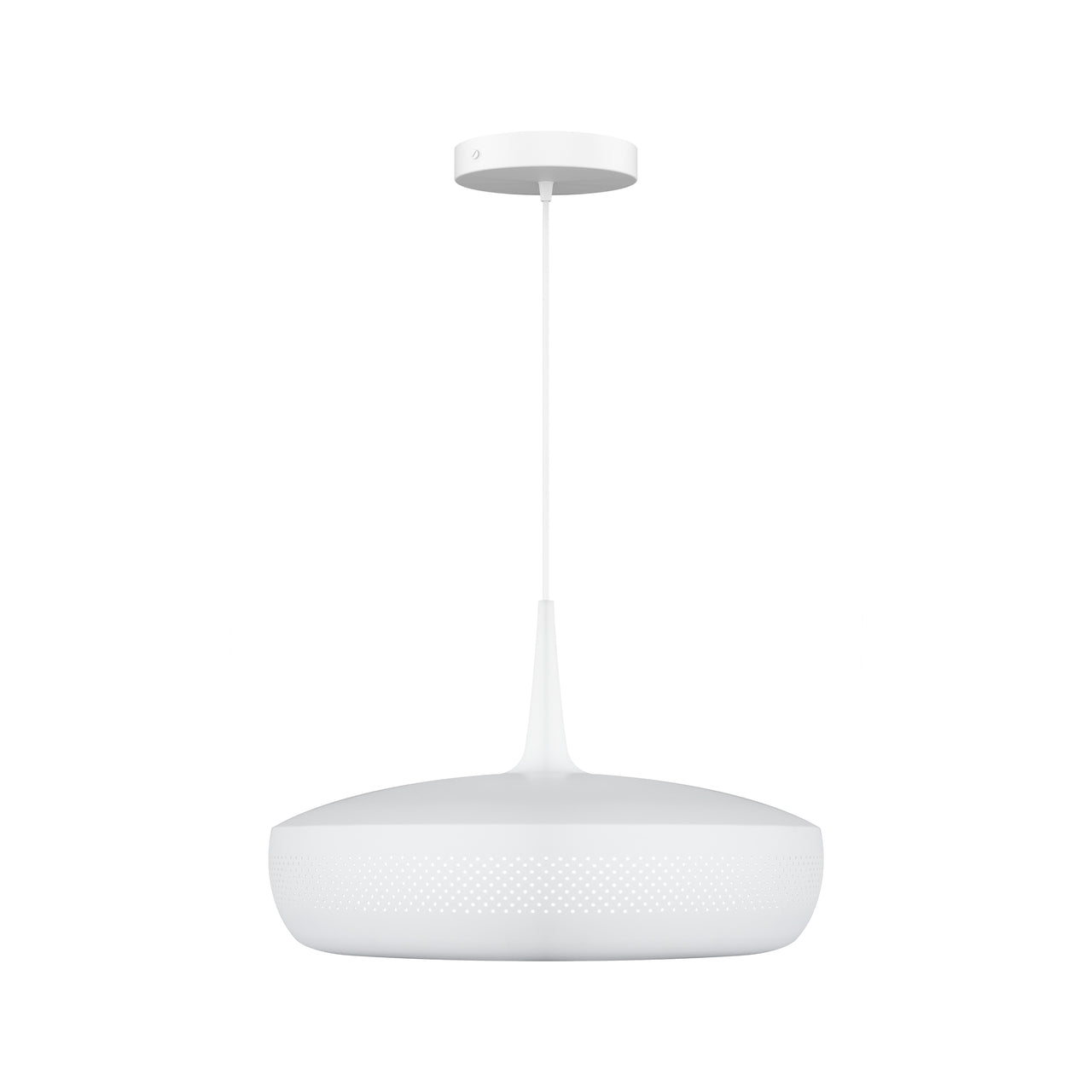 Clava Dine Pendant: Matt White + White + Canopy