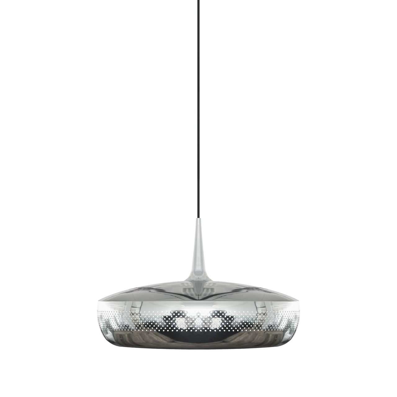 Clava Dine Pendant: Polished Steel + Black + Plug-in