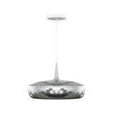 Clava Dine Pendant: Polished Steel + White + Canopy