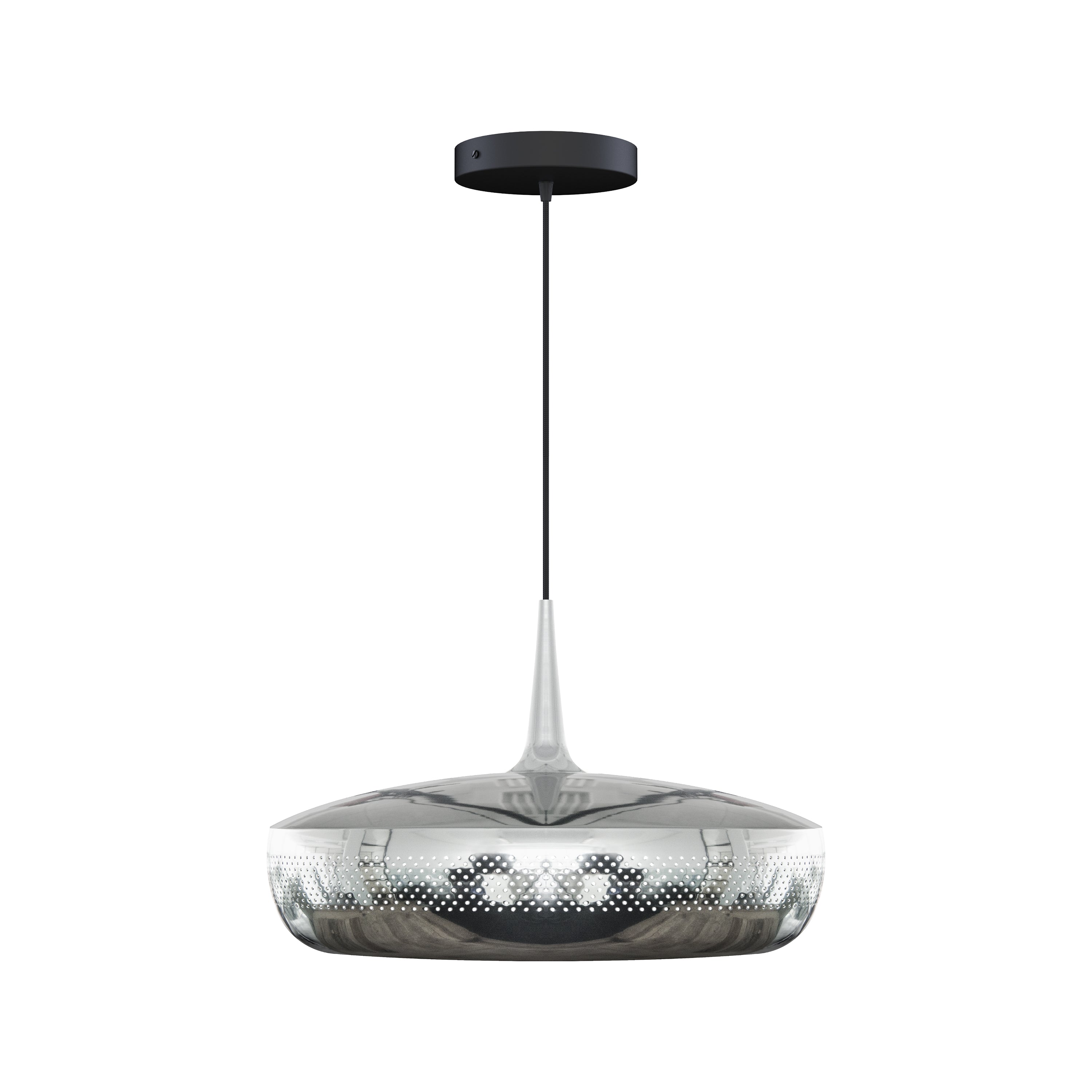 Clava Dine Pendant: Polished Steel + Black + Canopy