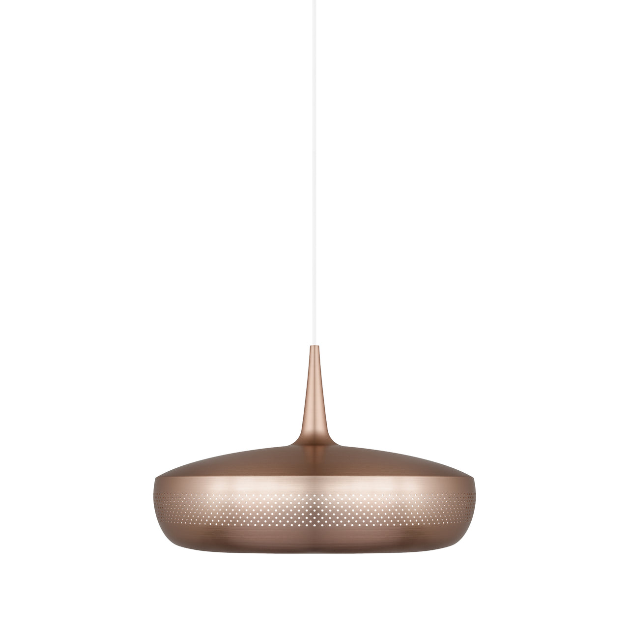 Clava Dine Pendant: Brushed Copper + White + Plug-in