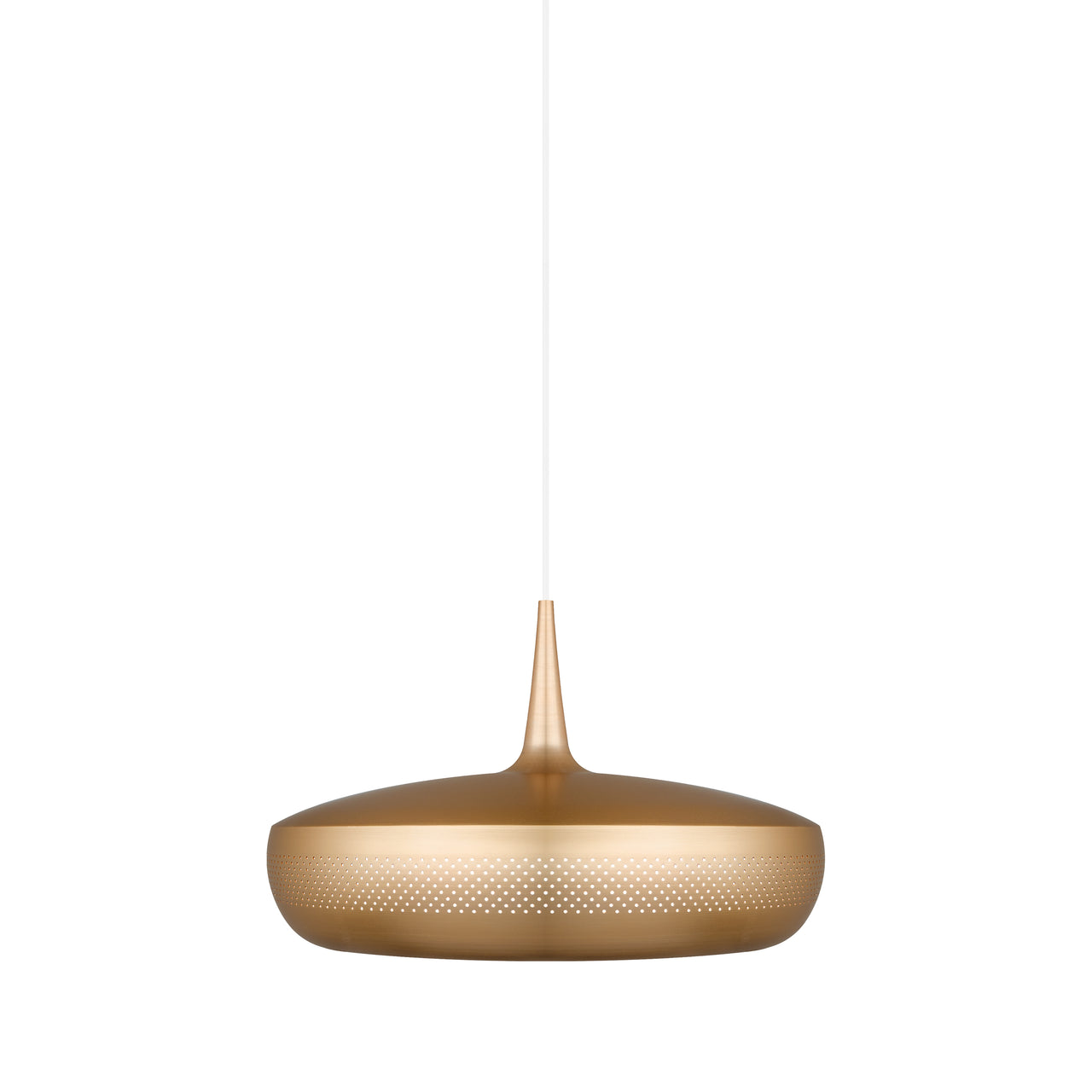 Clava Dine Pendant: Brushed Brass + White + Plug-in