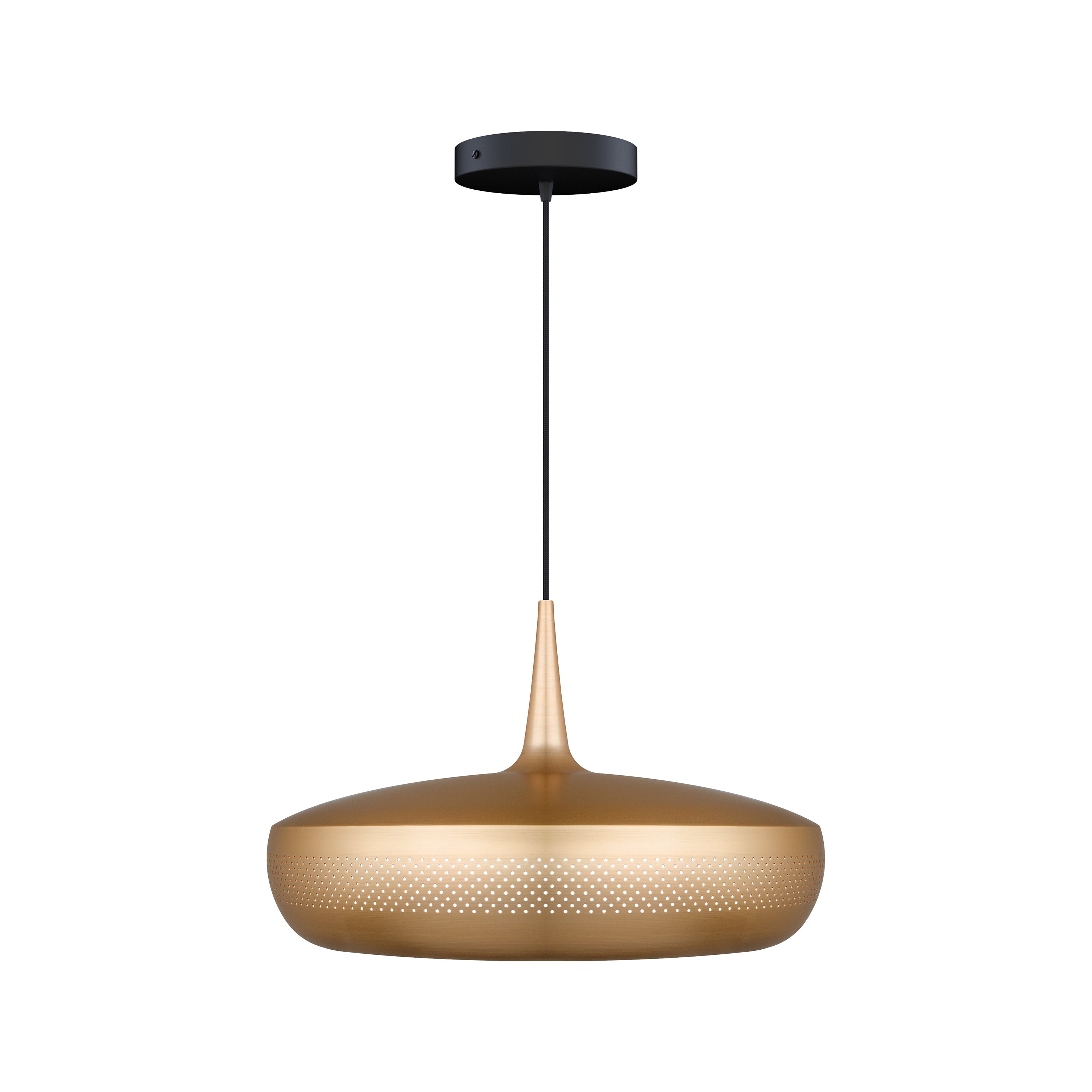 Clava Dine Pendant: Brushed Brass + Black + Canopy