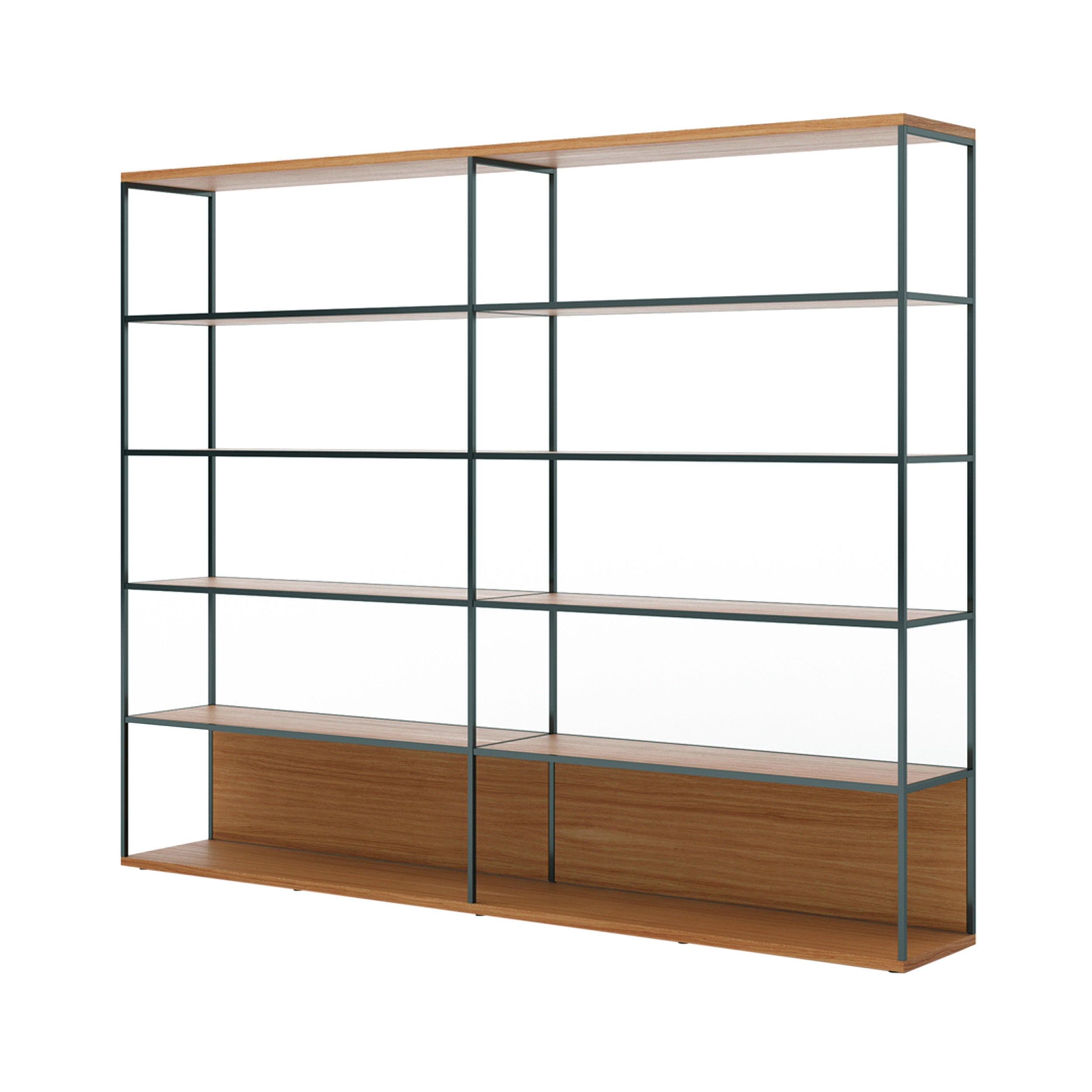 Literatura Selection Shelf: Composition 4 + Low + Super-Matt Oak + Black + Without Glider Shelf