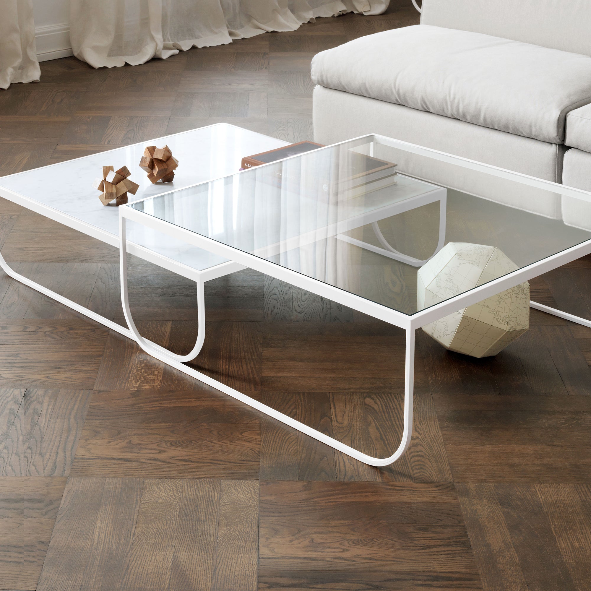 Tati Coffee Table: High + Glass Top