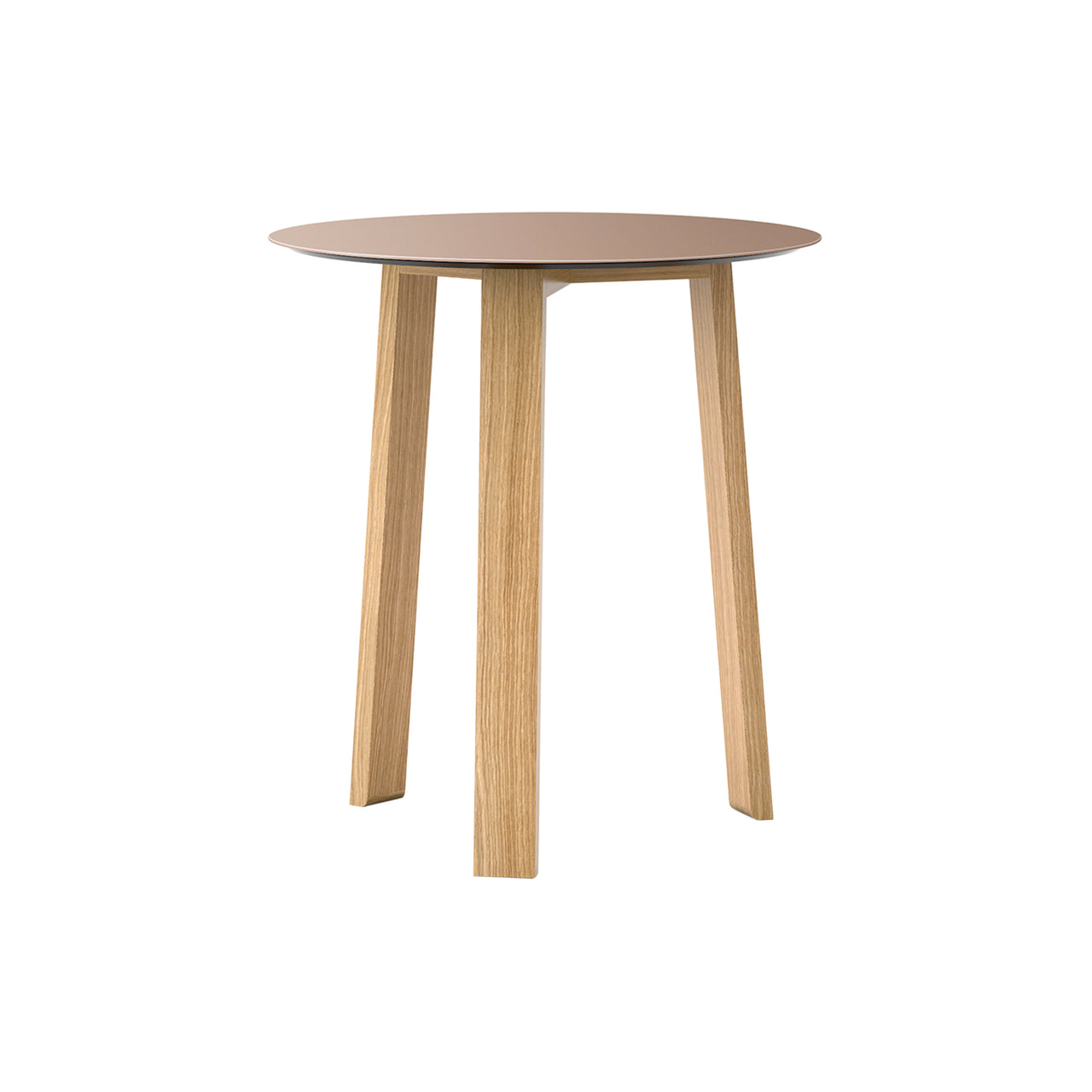 Stockholm Round Side Table: High + Pale Rose Anodised Aluminum + Whitened Oak