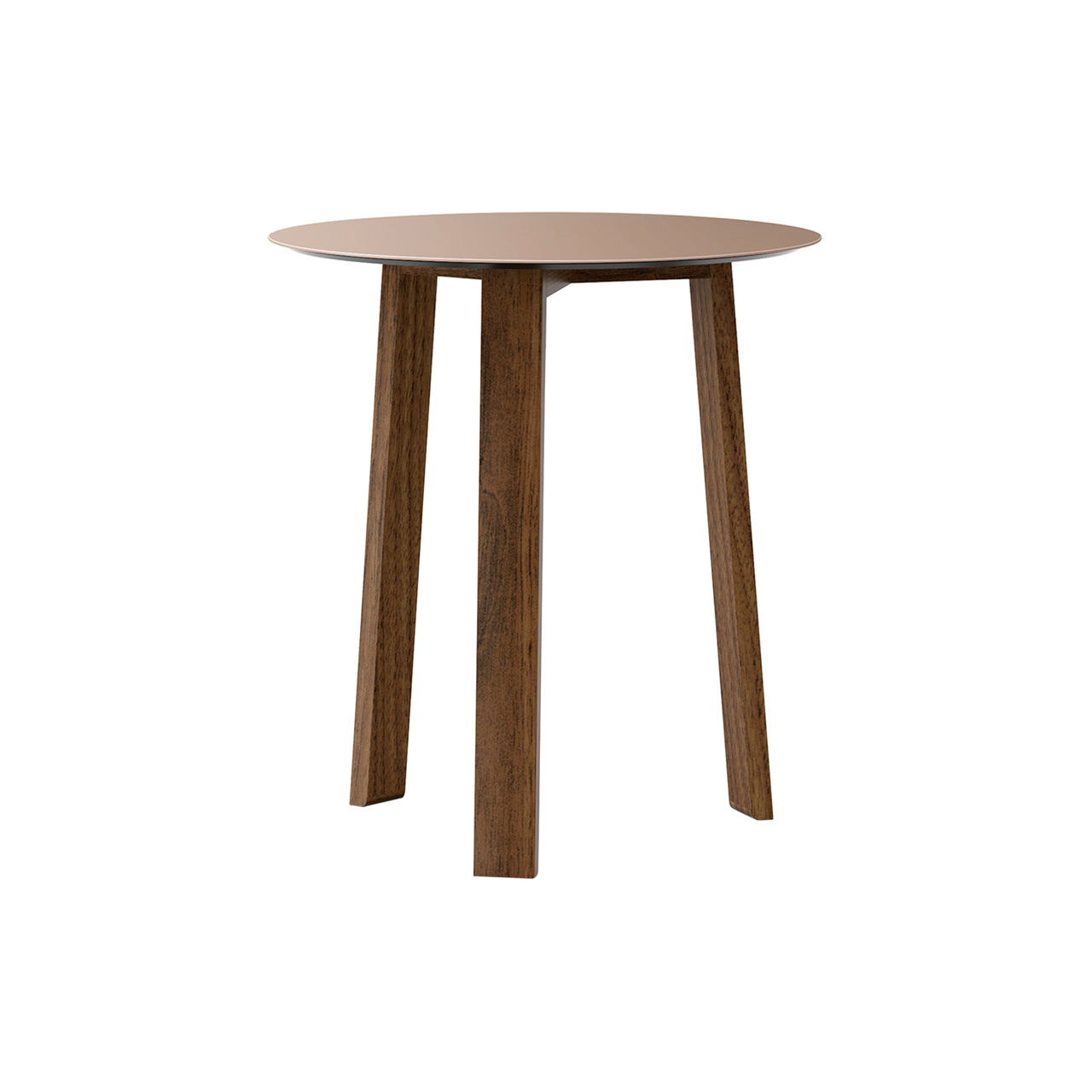 Stockholm Round Side Table: High +  Pale Rose Anodised Aluminum + Walnut Stained Walnut