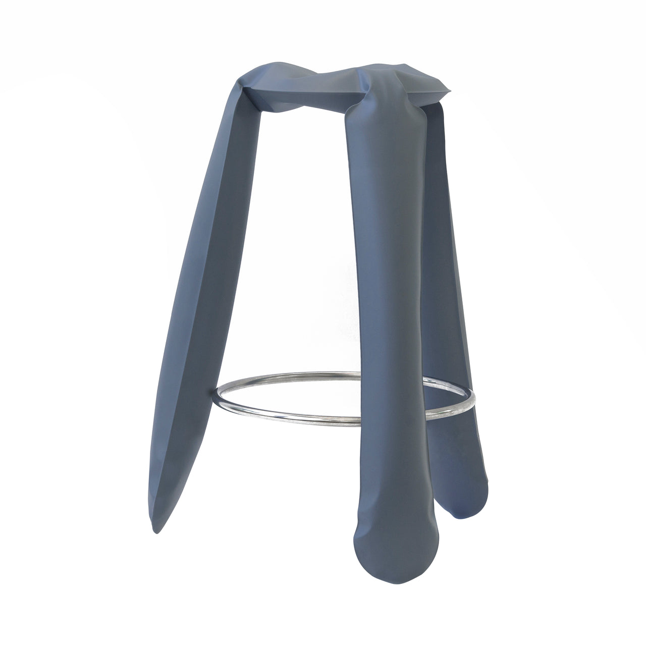 Plopp Bar Stool: Carbon Steel + Blue Grey