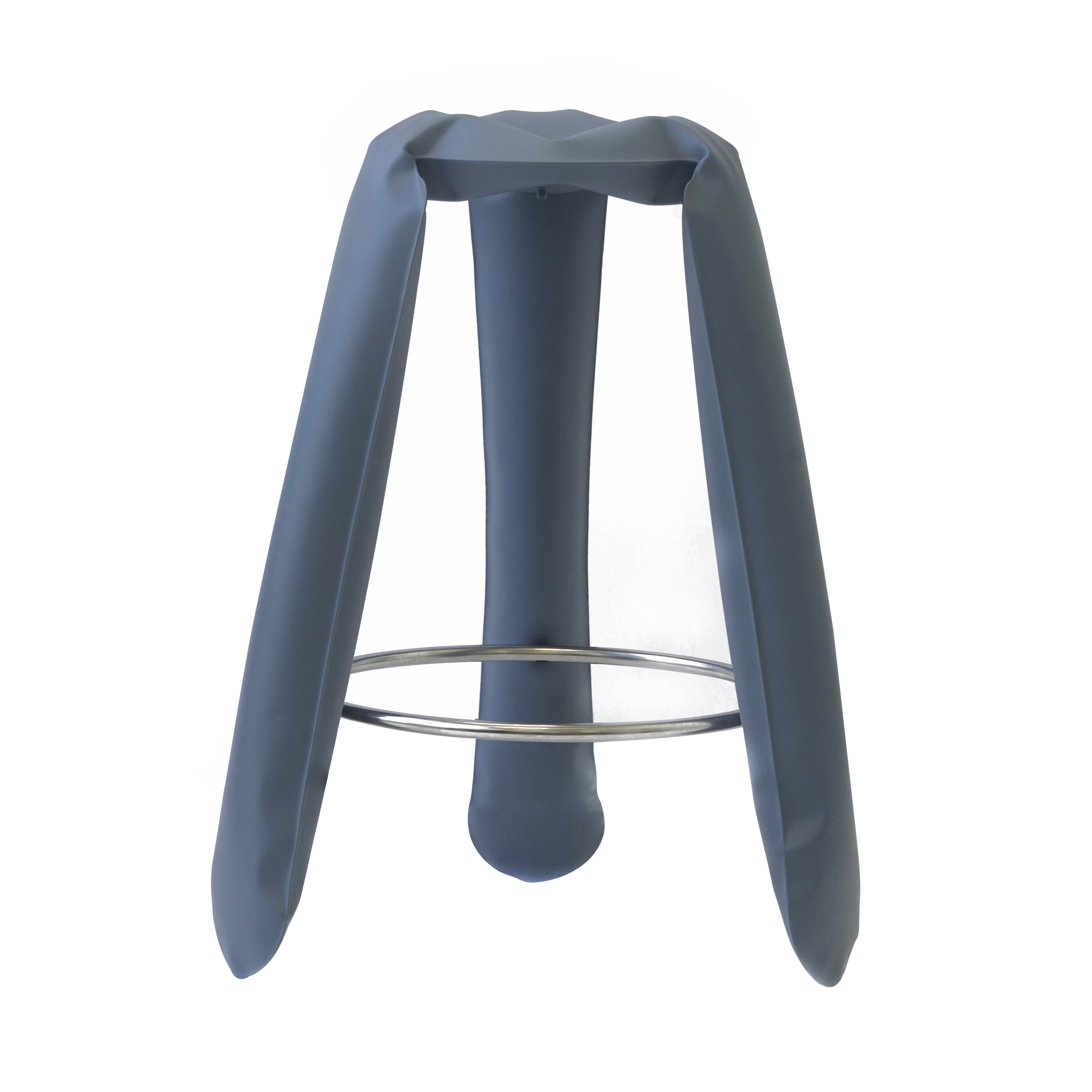 Plopp Bar Stool: Carbon Steel + Blue Grey