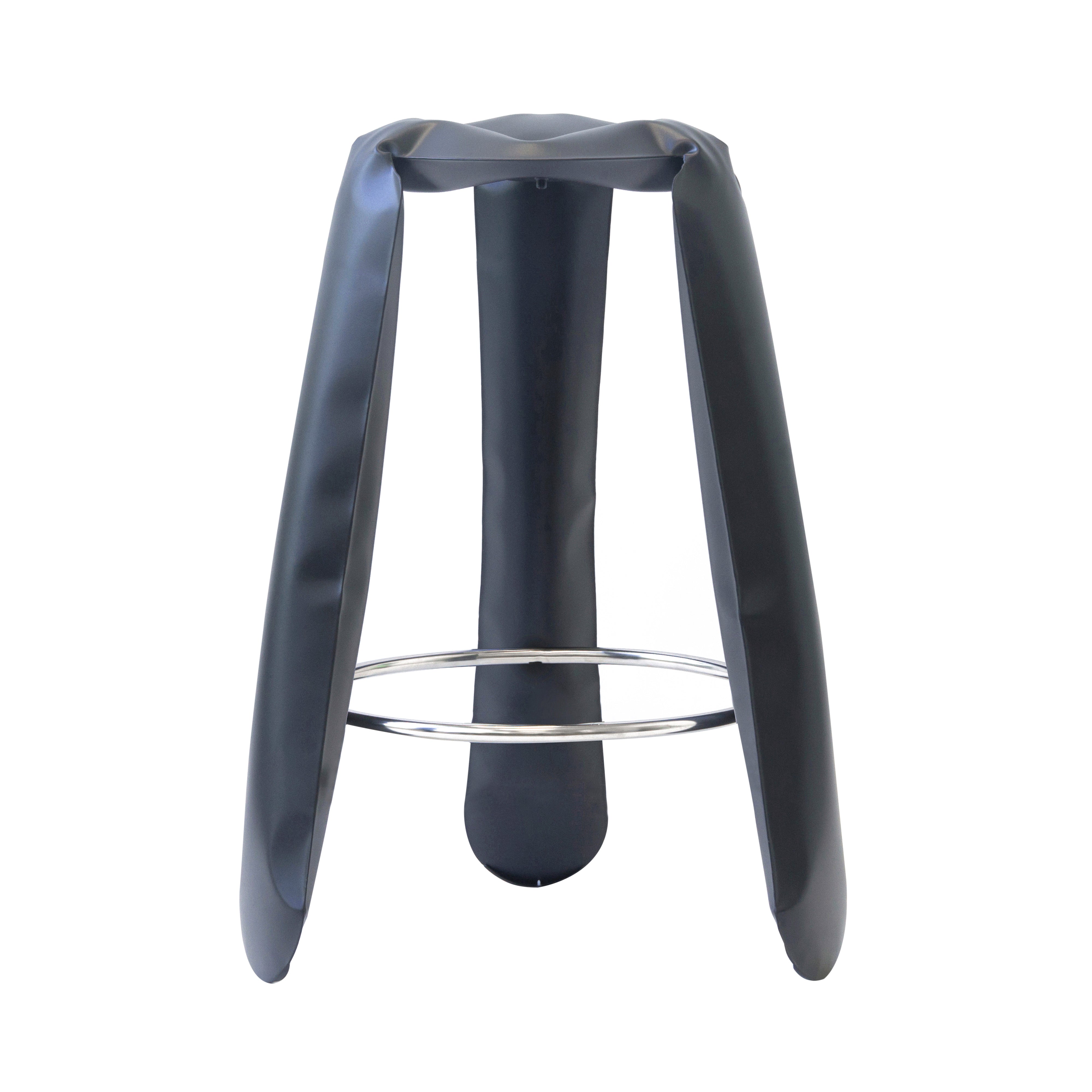 Plopp Bar Stool: Carbon Steel + Graphite Grey