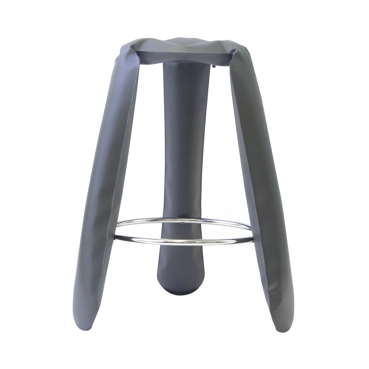 Plopp Bar Stool: Carbon Steel + Umbra Grey