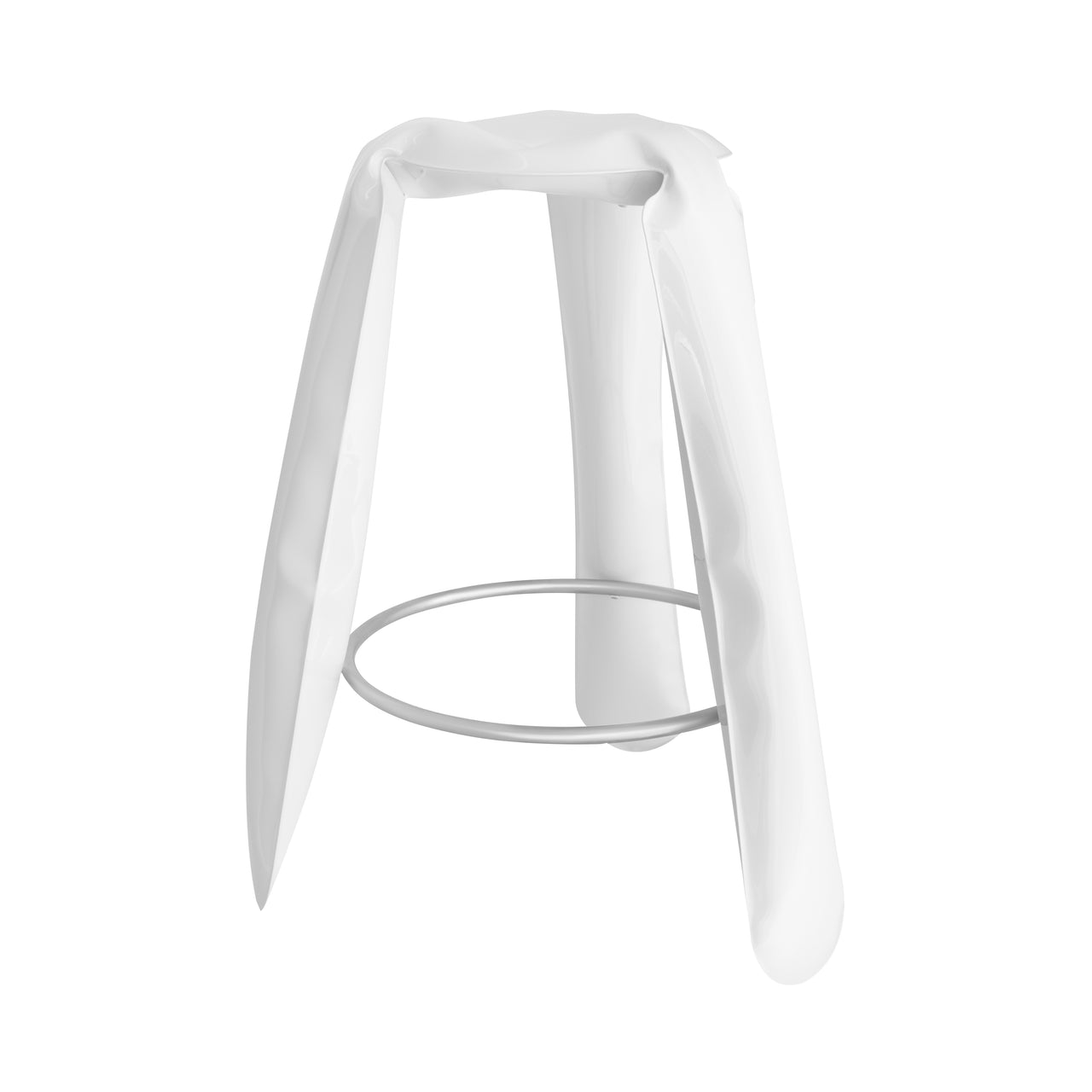 Plopp Bar Stool: Carbon Steel + White Glossy